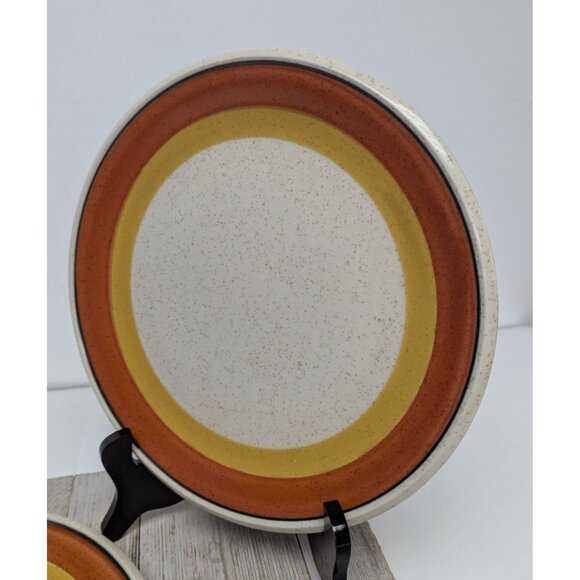Imperial W. Dalton Stoneware Dinner Plates Set of 2 Speckled Tangerine Vintage - Picture 3 of 8